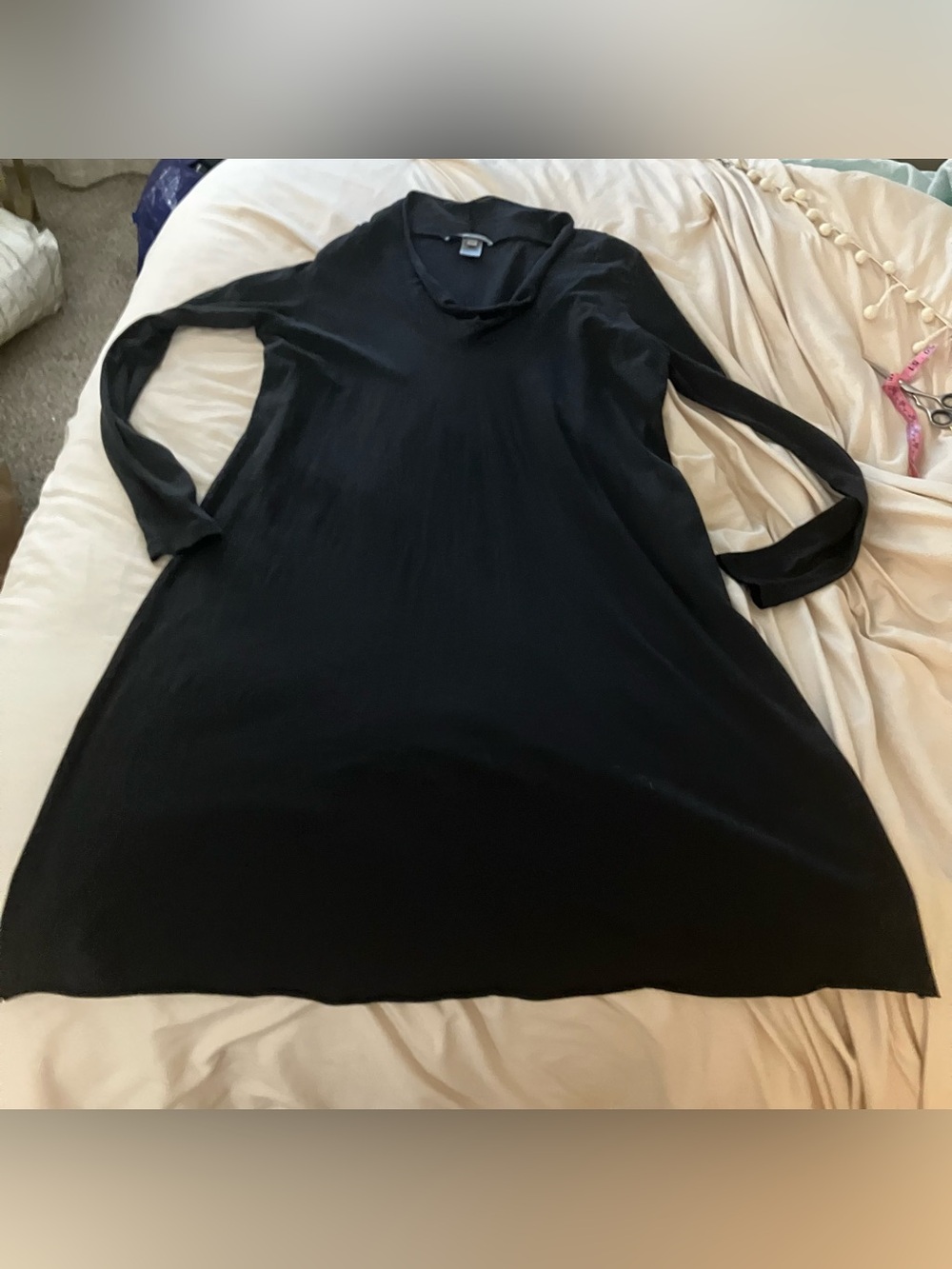 Prairie Underground Black Cowl Neck Long Sleeve A-Line Dress Soft Knit Woman XL